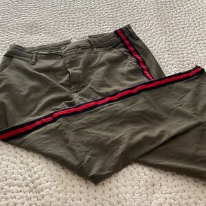 Pistola Olive Green Mossy Red Navy Stripe Ankle Jeans Womens Sz 29 Cotton Blend